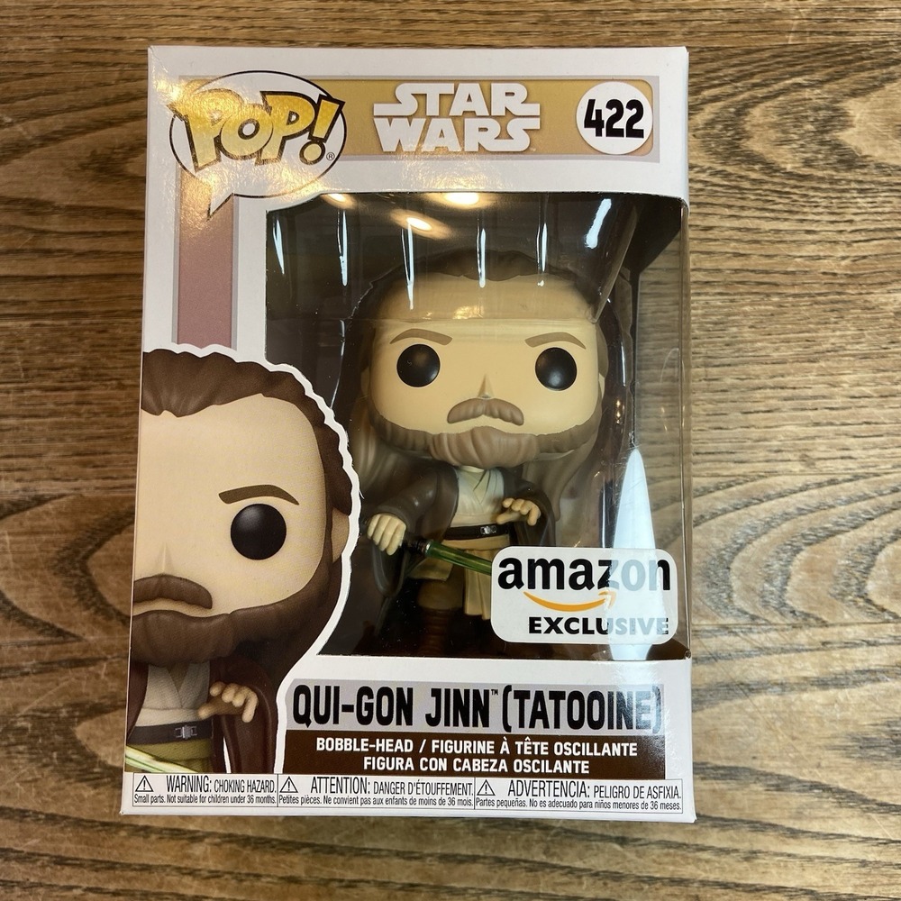 Funko Pop Star Wars Qui-Gon Jinn Tatooine #422 Amazon Exclusive New In‎ Box